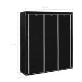 Armoire avec compartiments et barres Noir 150x45x175 cm Tissu