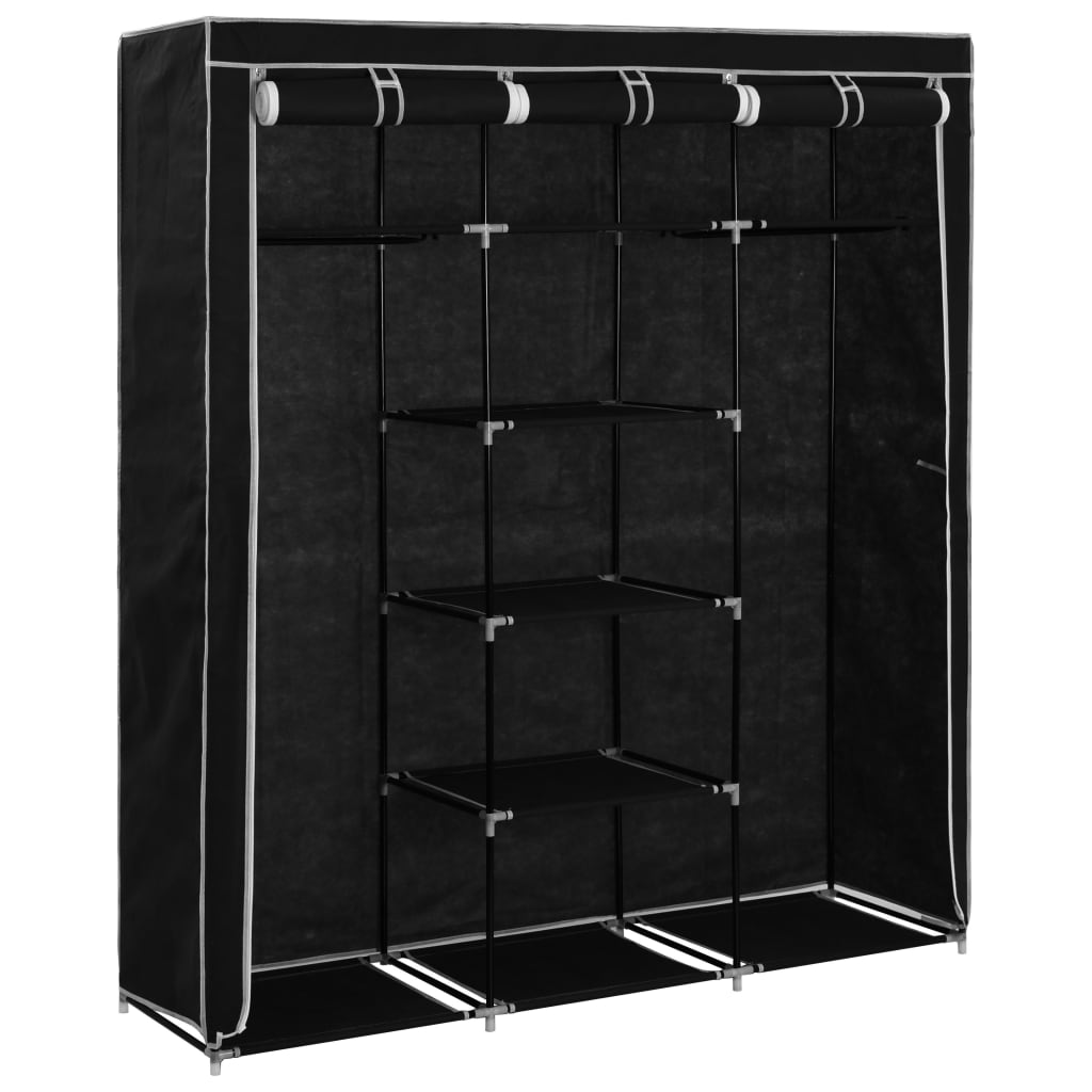 Armoire avec compartiments et barres Noir 150x45x175 cm Tissu