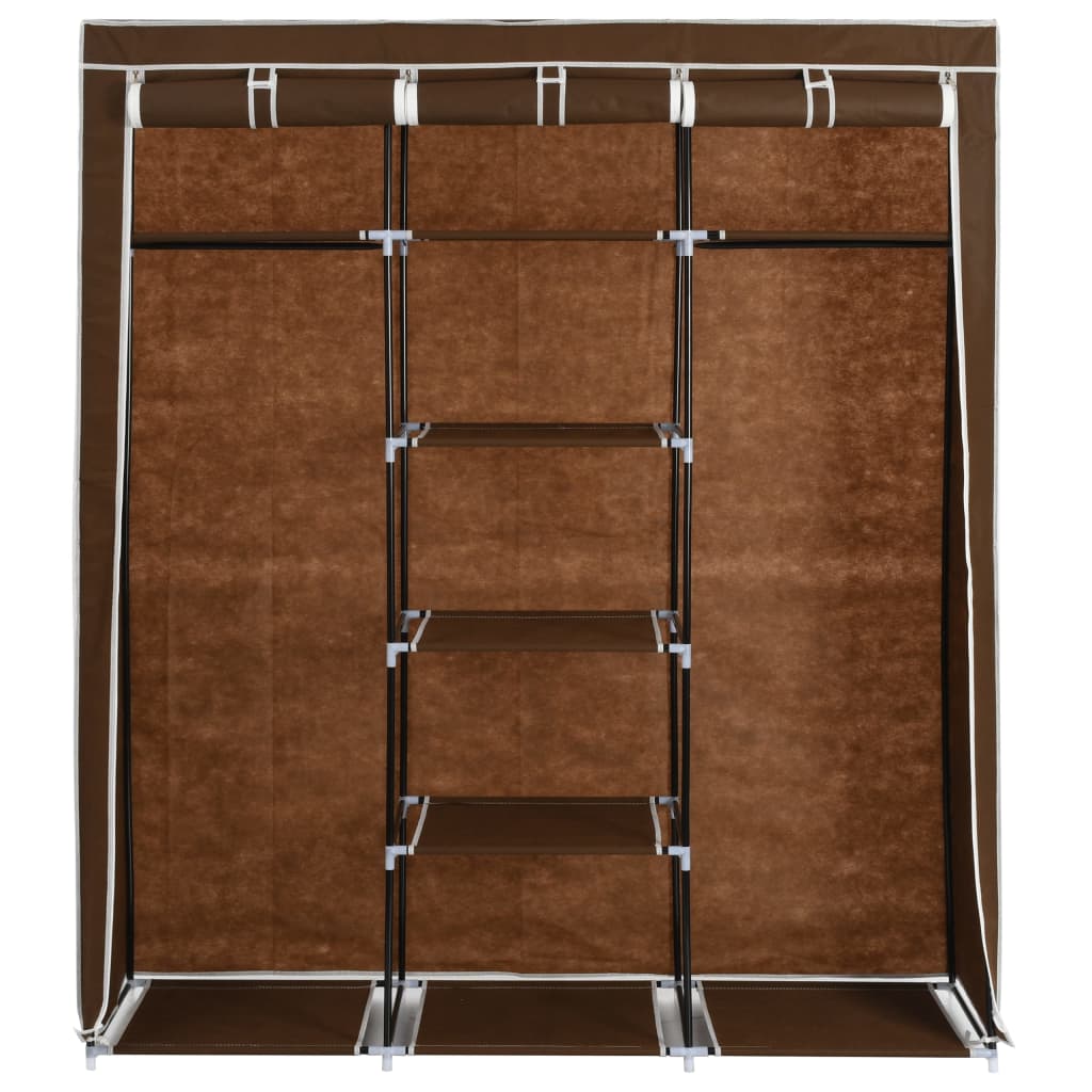 Armoire avec compartiments et barres Marron 150x45x175 cm Tissu