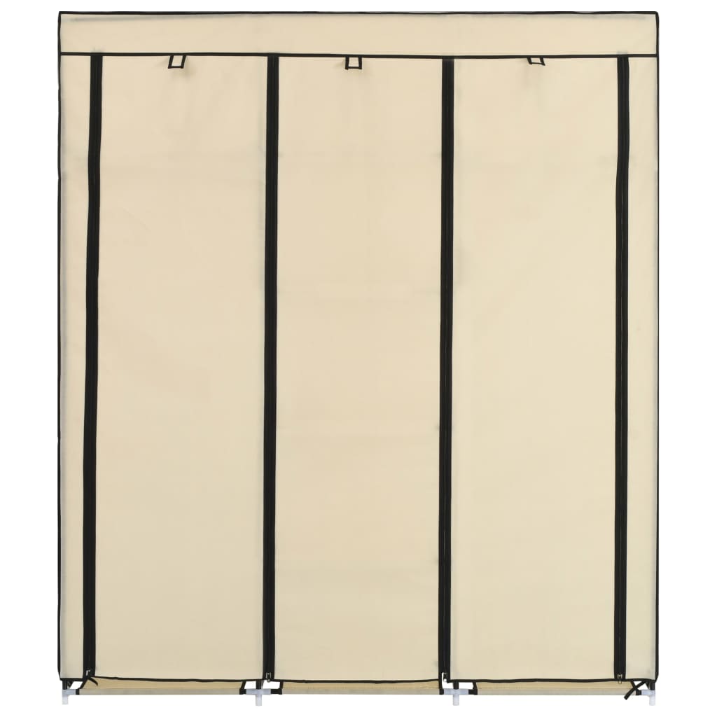 Armoire avec compartiments et barres Crème 150x45x175 cm Tissu