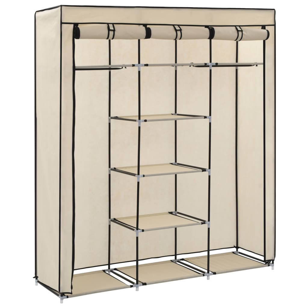 Armoire avec compartiments et barres Crème 150x45x175 cm Tissu