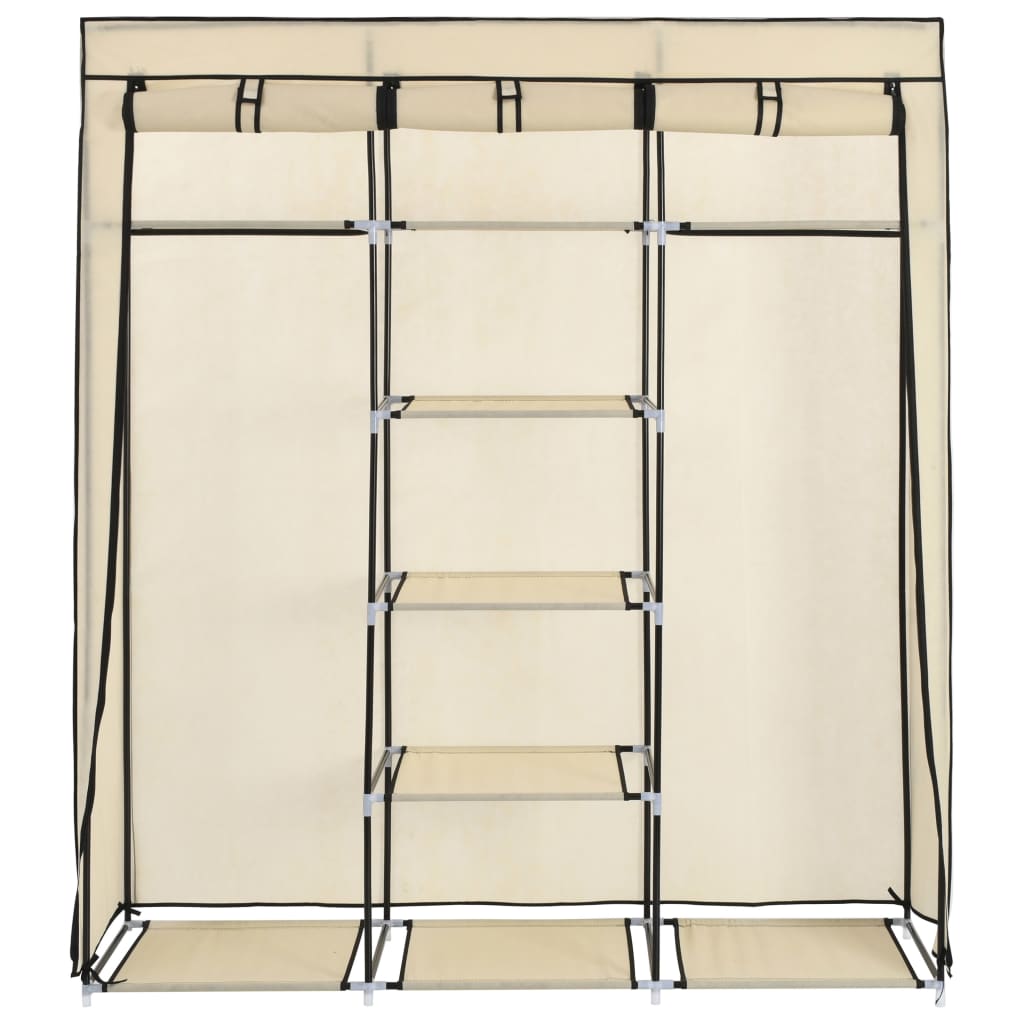 Armoire avec compartiments et barres Crème 150x45x175 cm Tissu