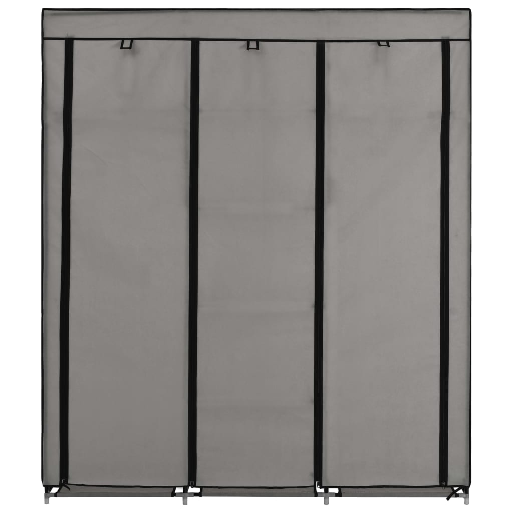 Armoire avec compartiments et barres Gris 150x45x175 cm Tissu