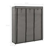 Armoire avec compartiments et barres Gris 150x45x175 cm Tissu