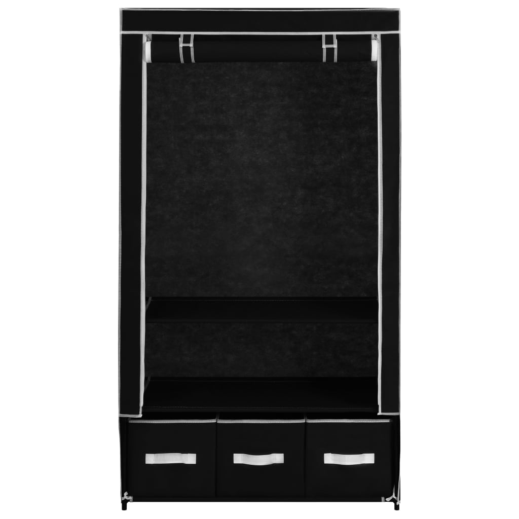 Garde-robe Noir 87 x 49 x 159 cm Tissu