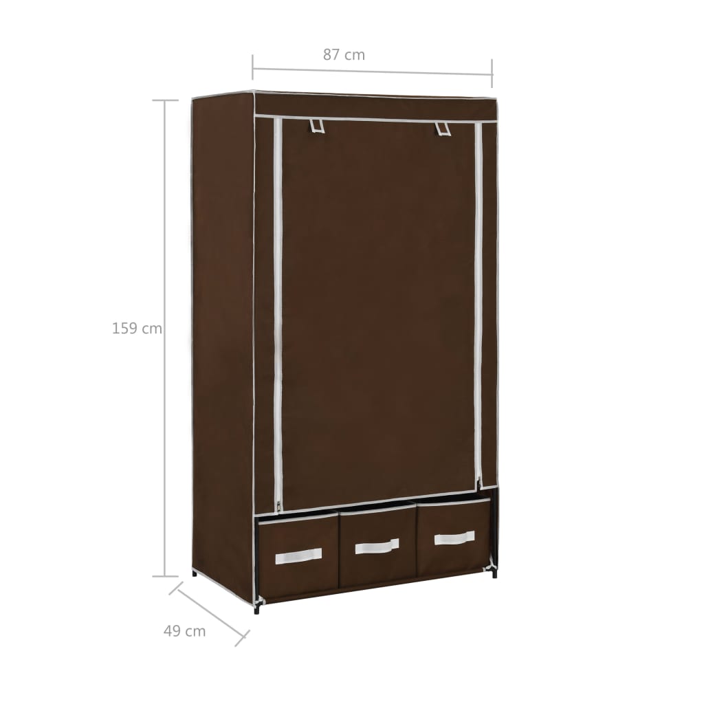 Garde-robe Marron 87x49x159 cm Tissu