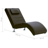 Chaise longue avec coussin Marron Similicuir