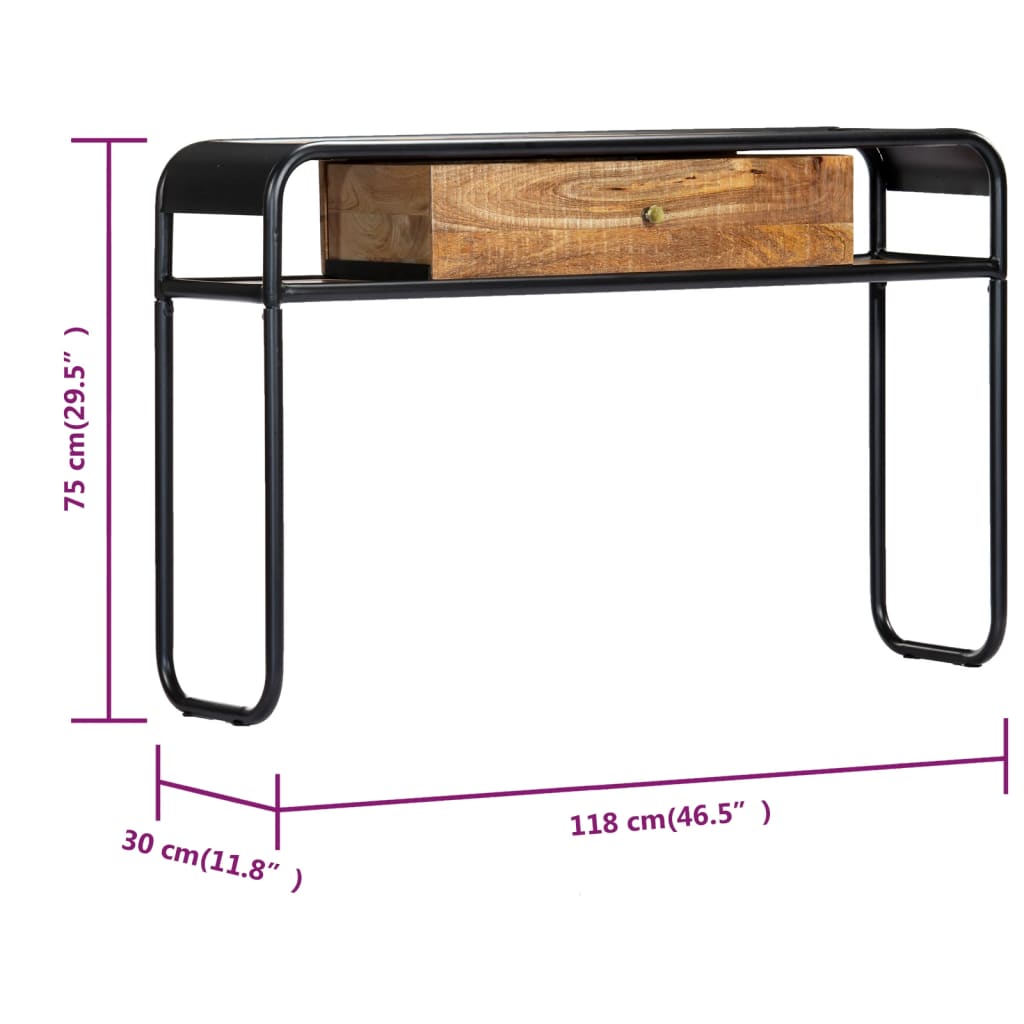 Konsolentisch 118 x 30 x 75 cm Massives Mangoholz