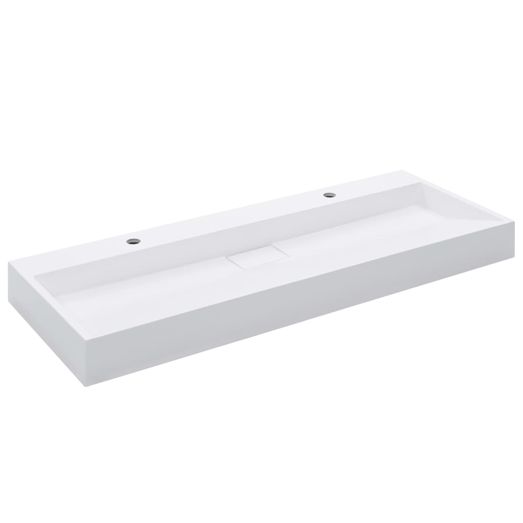 Lavabo 120x46x11 cm Fonte minérale/marbre Blanc