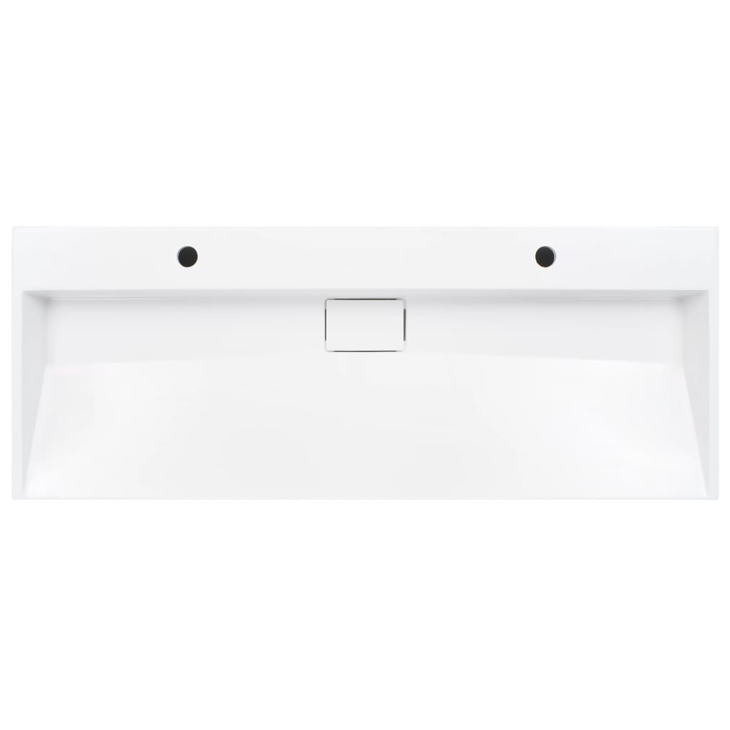 Lavabo 120x46x11 cm Fonte minérale/marbre Blanc