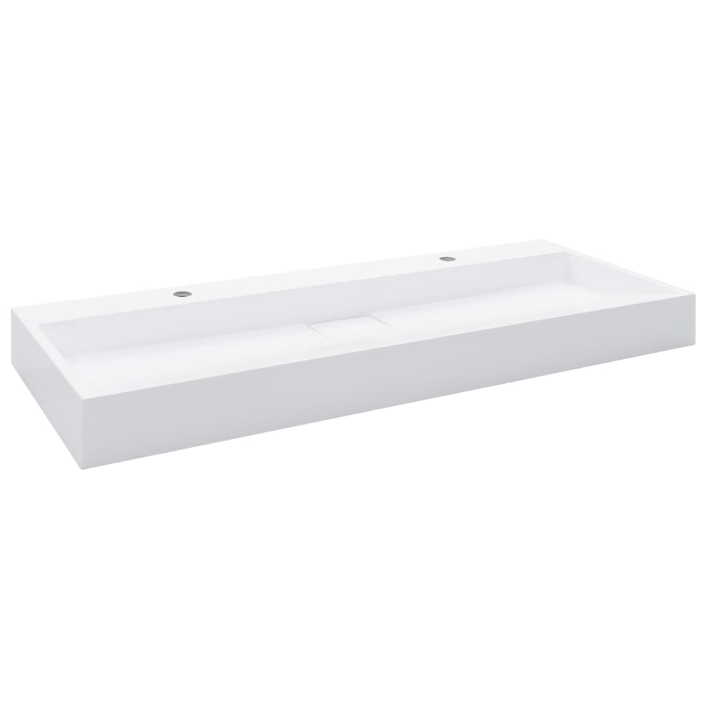 Lavabo 120x46x11 cm Fonte minérale/marbre Blanc