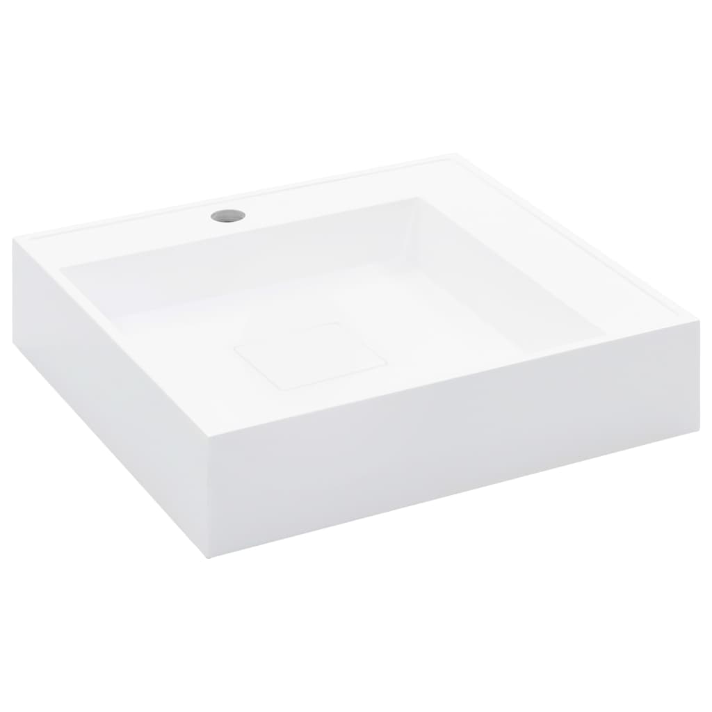 Lavabo 50x50x12,3 cm Fonte minérale/marbre Blanc