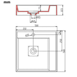 Lavabo 50x50x12,3 cm Fonte minérale/marbre Blanc