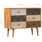 Sideboard mit aufgedrucktem Muster 90x30x70 cm Massives Mangoholz