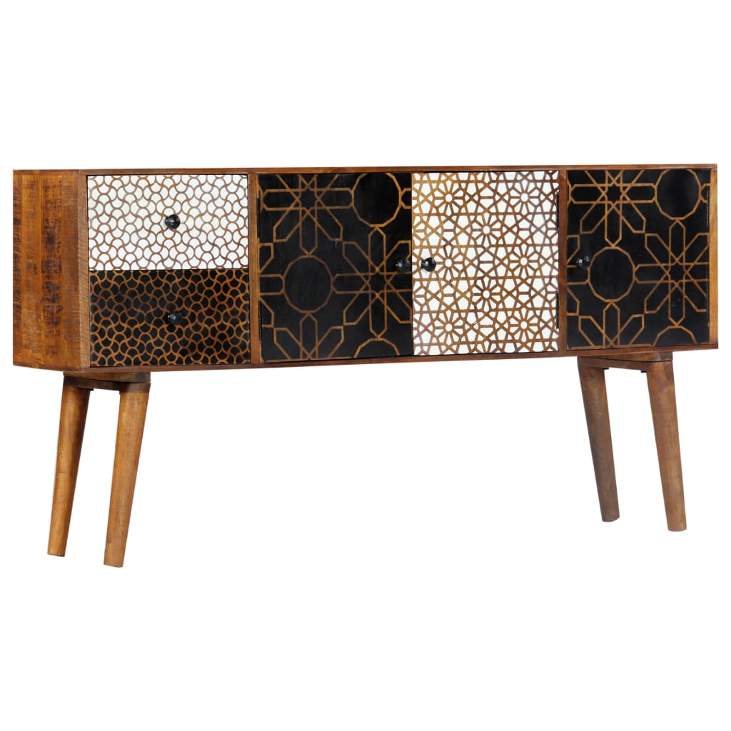 Buffet avec motif imprimé 130x30x70 cm Bois de manguier massif