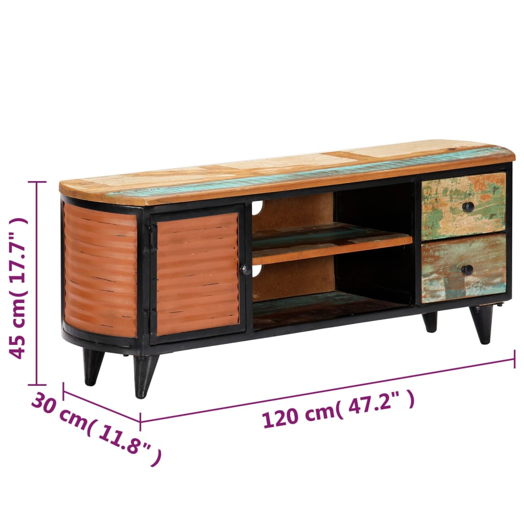 Meuble TV 120x30x45 cm Bois de récupération massif