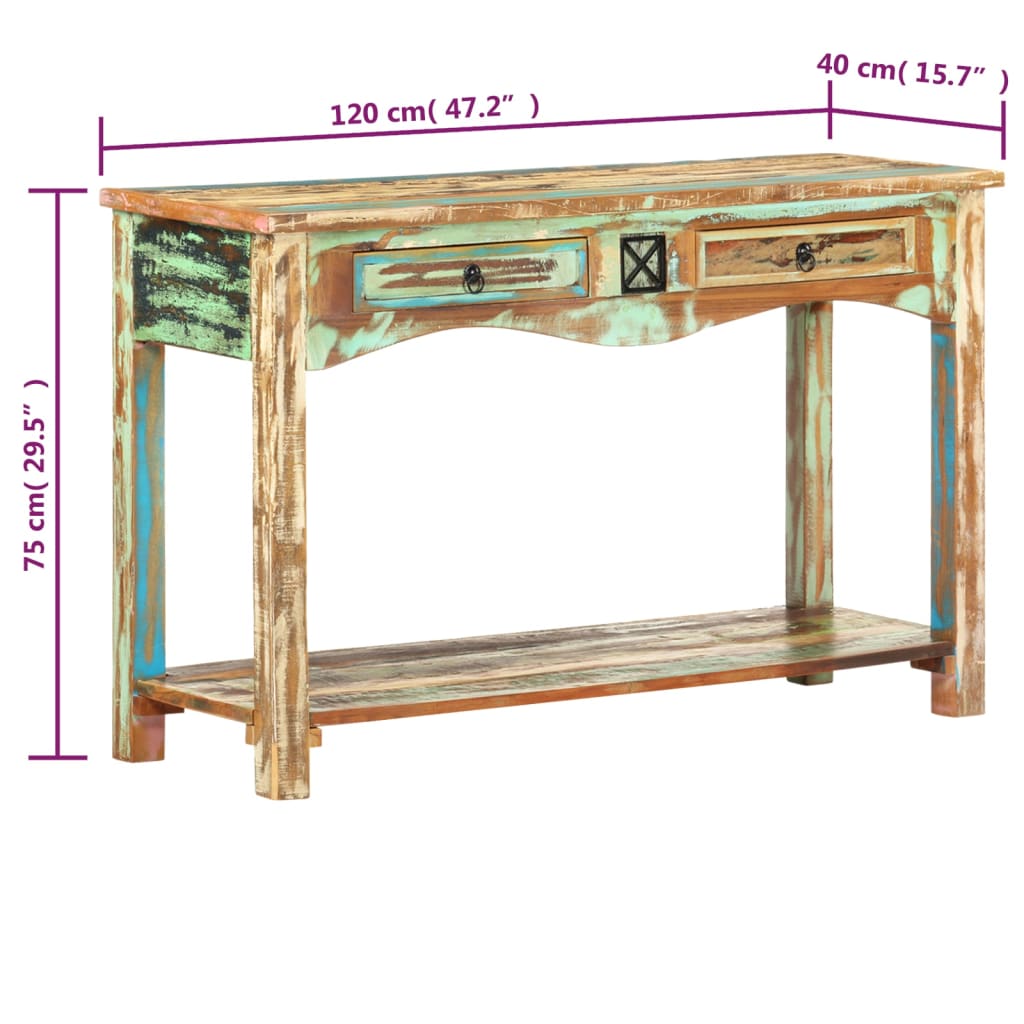 Konsolentisch 120x40x75 cm Massives Altholz