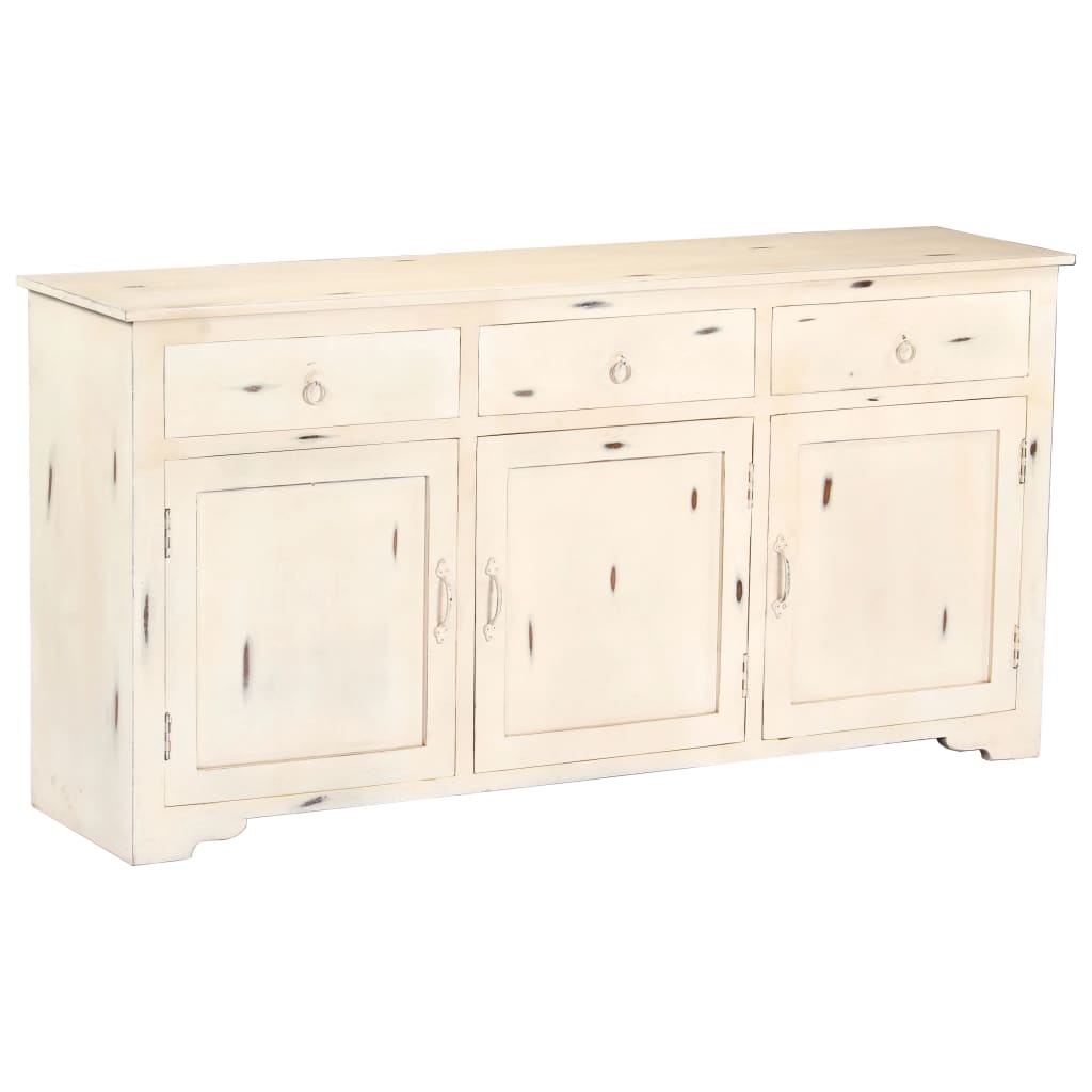 Buffet Blanc 160x40x80 cm Bois de manguier massif