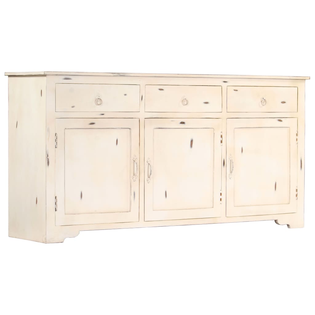 Buffet Blanc 160x40x80 cm Bois de manguier massif