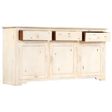 Buffet Blanc 160x40x80 cm Bois de manguier massif