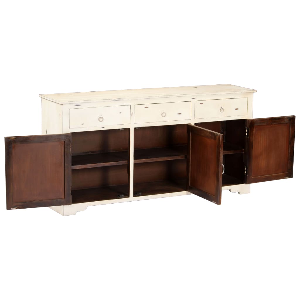 Buffet Blanc 160x40x80 cm Bois de manguier massif