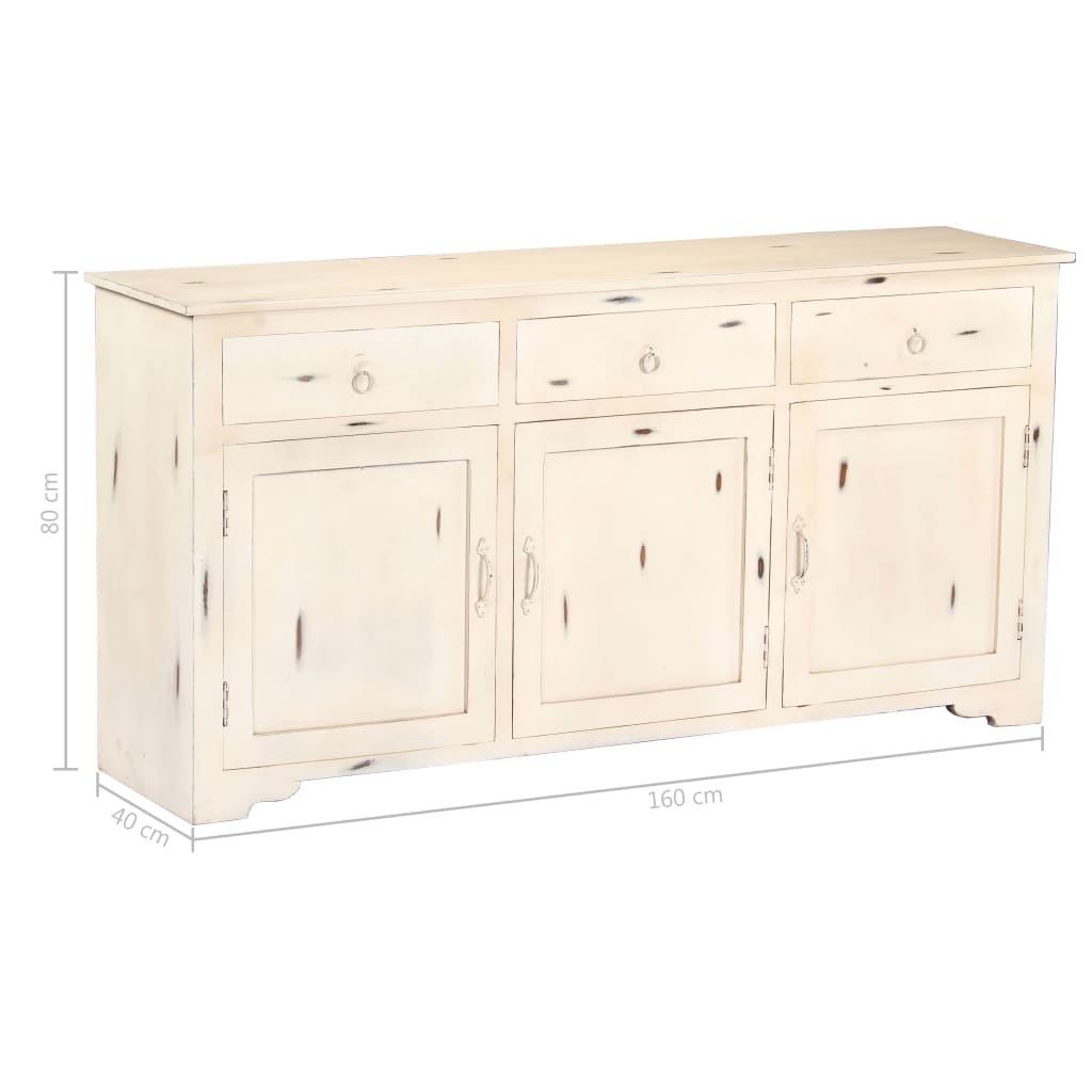 Buffet Blanc 160x40x80 cm Bois de manguier massif