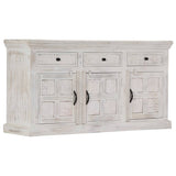 Buffet Blanc 140x40x74 cm Bois de manguier massif