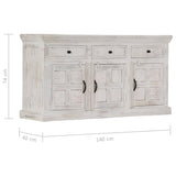 Buffet Blanc 140x40x74 cm Bois de manguier massif