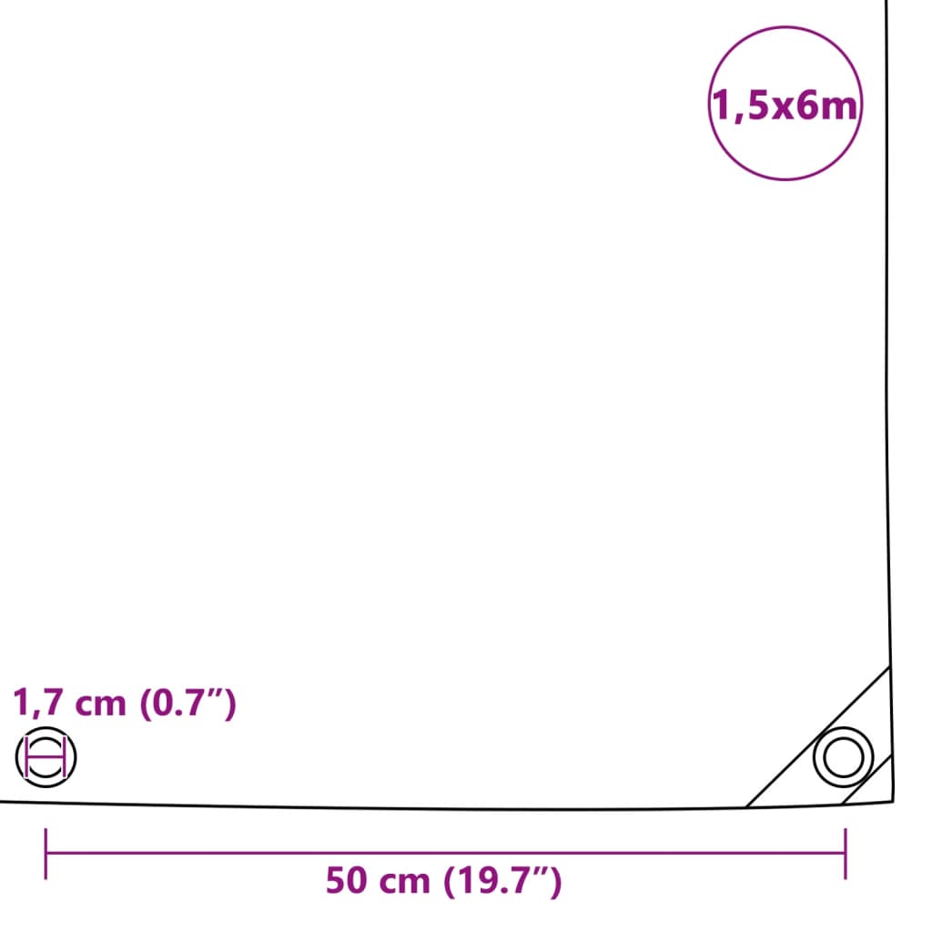 Tarpaulin 650 g/m² 1.5 x 6 m Gray