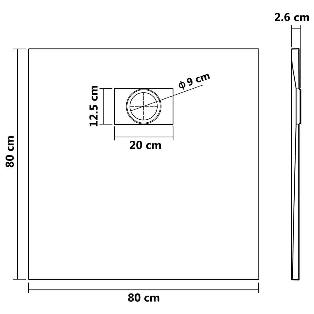 Bac de douche SMC Blanc 80 x 80 cm