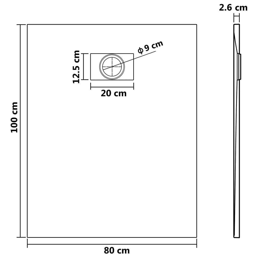 Bac de douche SMC Blanc 100 x 80 cm