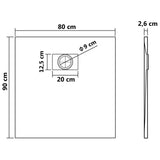 Duschwanne SMC Schwarz 90 x 80 cm