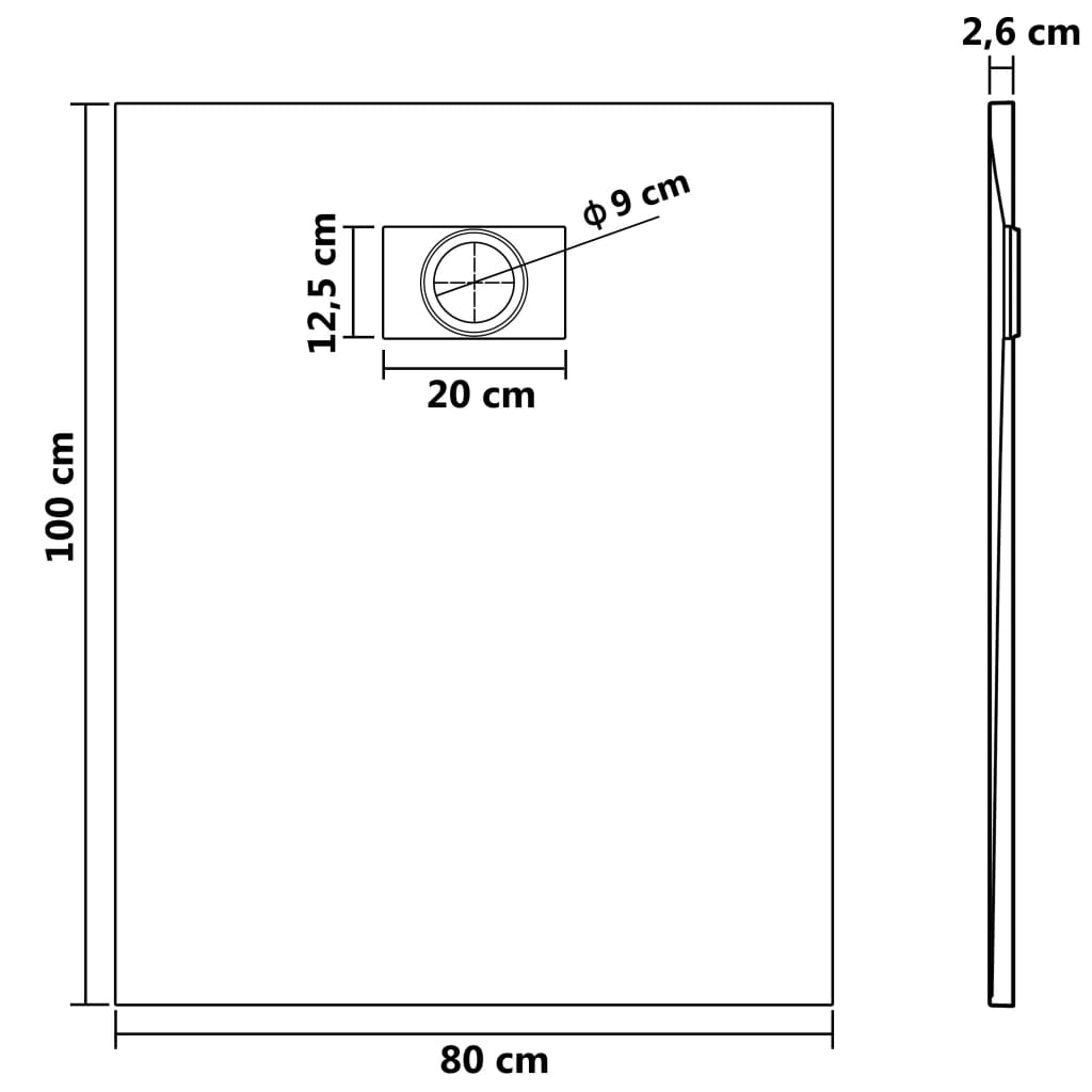 Bac de douche SMC Noir 100 x 80 cm