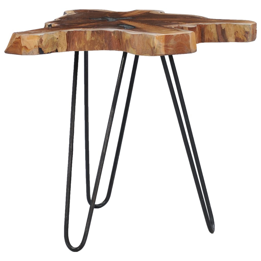 Table basse 70x45 cm Bois de teck massif et polyrésine