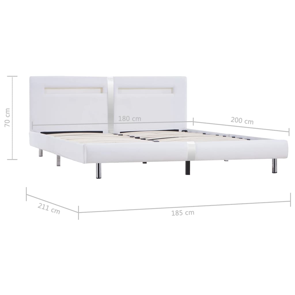 Cadre de lit avec LED sans matelas blanc 180x200 cm