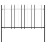 Garden Fence with Spear Top Steel 1.7 x 1 m Black