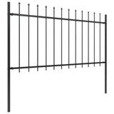 Garden Fence with Spear Top Steel 1.7 x 1 m Black