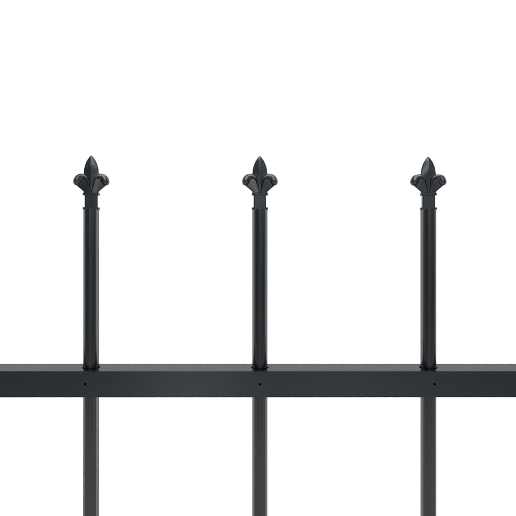 Garden Fence with Spear Top Steel 1.7 x 1 m Black