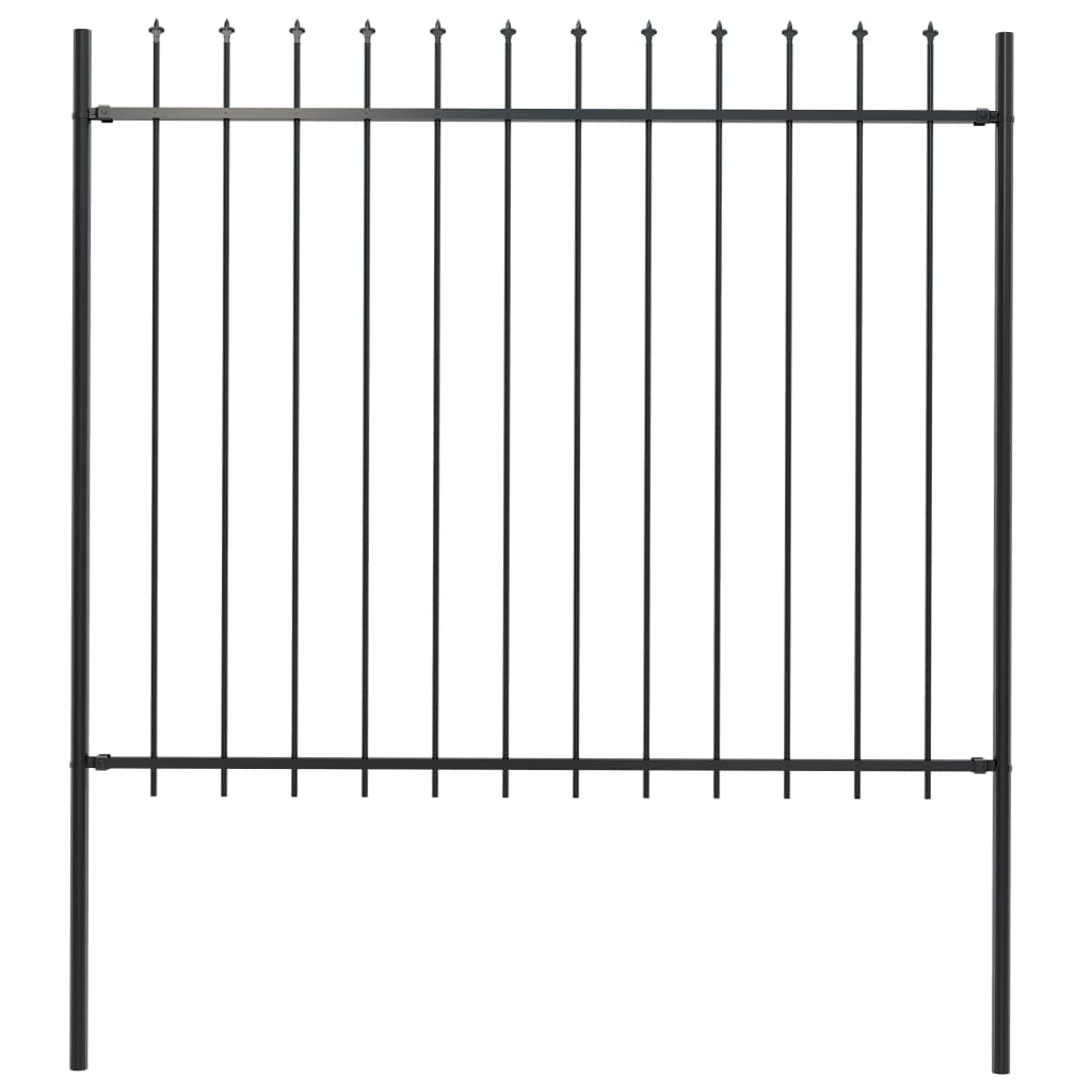 Garden Fence with Spear Top Steel 1.7 x 1.5 m Black