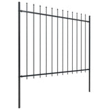 Garden Fence with Spear Top Steel 1.7 x 1.5 m Black