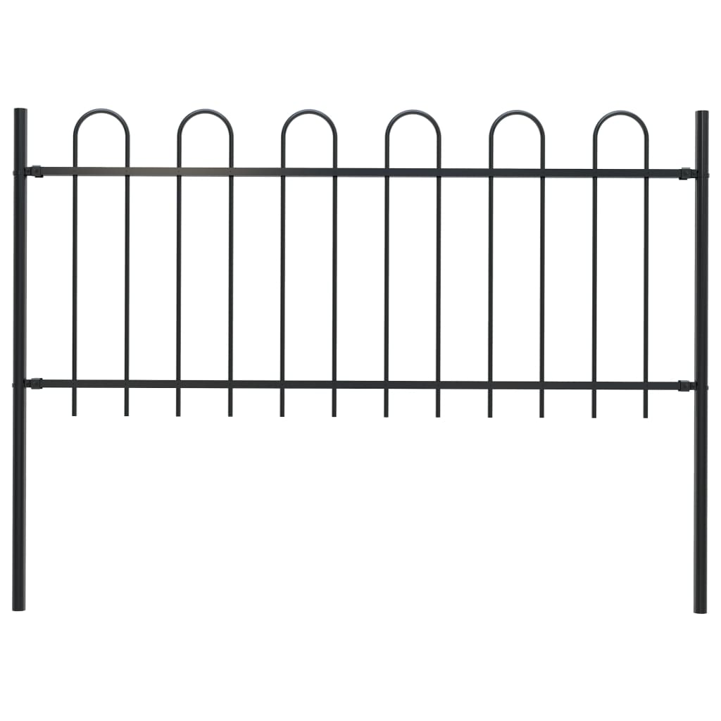 Garden Fence with Hoop Top Steel 1.7m Black