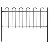 Garden Fence with Hoop Top Steel 1.7m Black