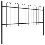 Garden Fence with Hoop Top Steel 1.7m Black