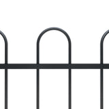 Garden Fence with Hoop Top Steel 1.7m Black