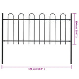 Garden Fence with Hoop Top Steel 1.7m Black