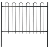 Garden Fence with Hoop Top Steel 1.7m Black