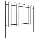 Garden Fence with Hoop Top Steel 1.7m Black