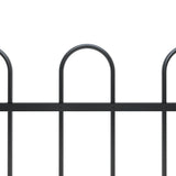 Garden Fence with Hoop Top Steel 1.7m Black