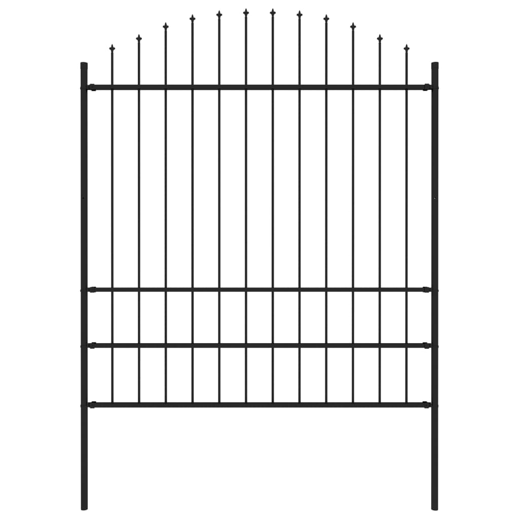 Garden Fence with Spear Top Steel 1.7m Black