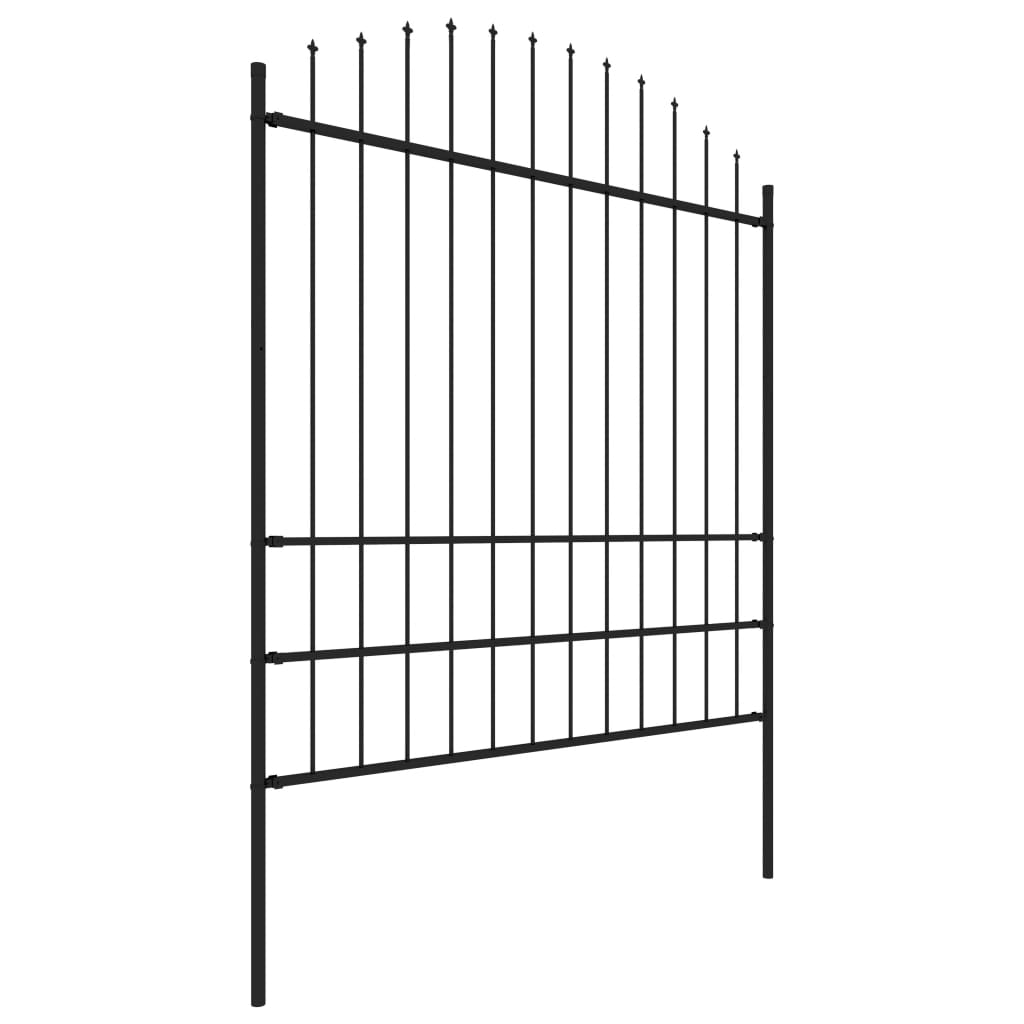 Garden Fence with Spear Top Steel 1.7m Black